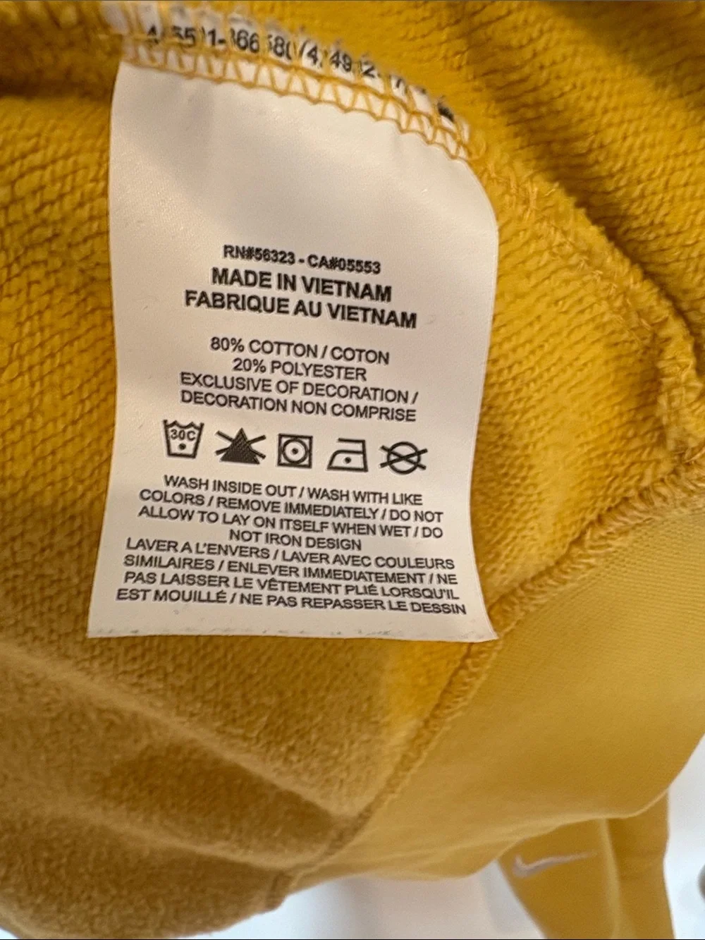 Nike Men’s Crewneck Sweatshirt in Mustard Yellow with White Swoosh Sleeve